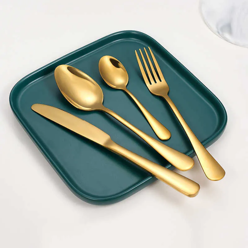 Tablewellware Aço Inoxidável Rosa Gold Cutlery Forks Facas Spoons Jantar Set Fork Faca De Colher 210928