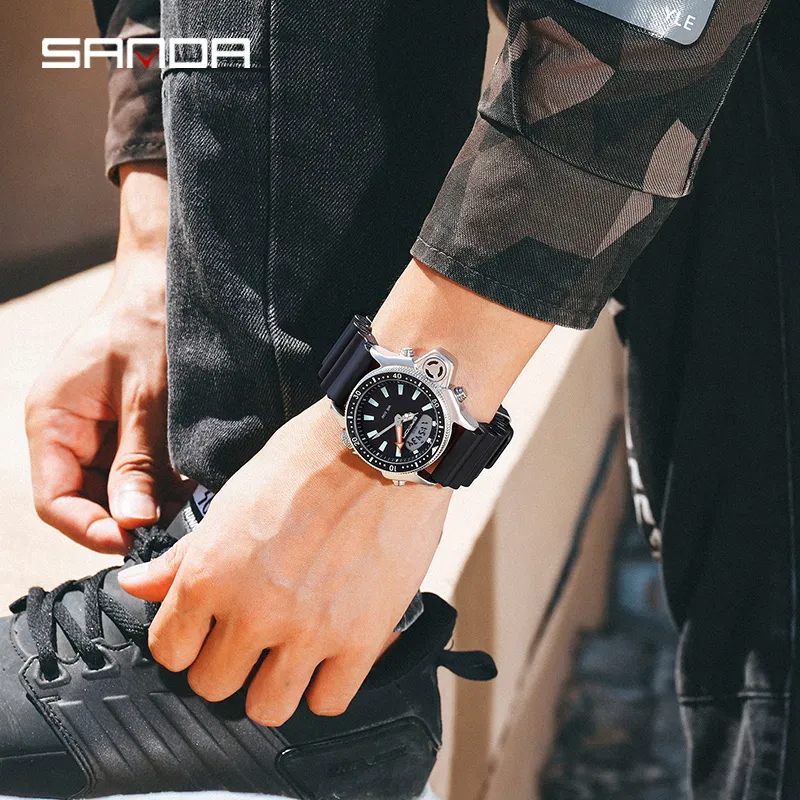 SANDA mode Sport hommes montre à Quartz Style décontracté montres étanche S THOCK mâle horloge masculino 3008 210310236C