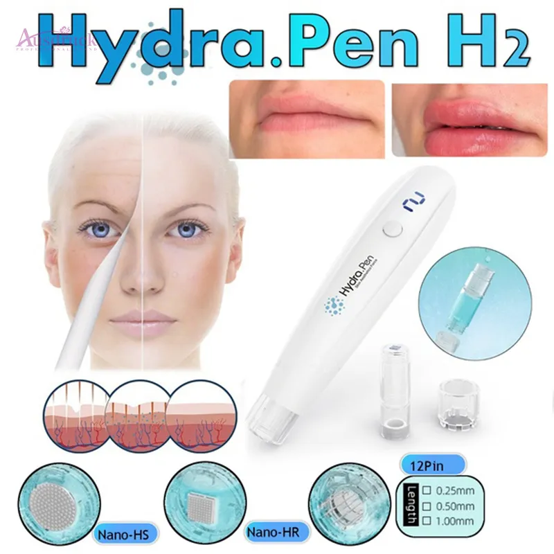 Neueste innovative Derma Pen Hydra-Serie Dermapen HydraPen H2 mit automatischen Farbseren Derma Stamp Körperpflegeausrüstung