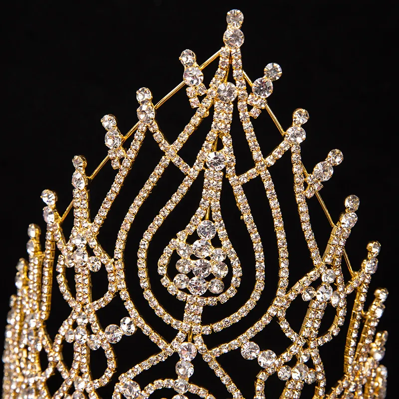 Barrettes de luxe en cristal pour concours de beauté, diadèmes de couleur or, grandes couronnes pour femmes, pinces à cheveux, Barrettes292A