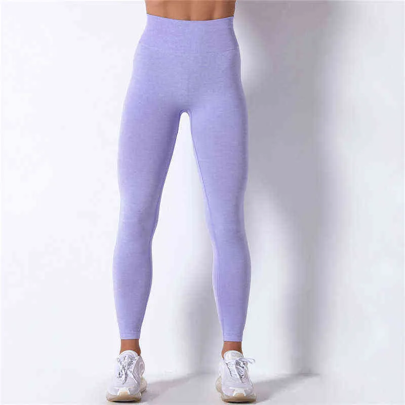 Nessaj 20% Spandex Legging sans couture Sports Fitness Vêtements Scrunch Butt Leggings Gym Taille Haute Pantalon Booty Workout Pantalon 211204