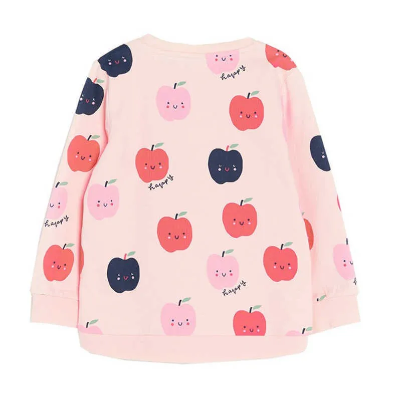 Dzieci bawełniane dziewczyny bluzy jabłek drukowane mody ubrania dla niemowląt na jesień wiosna Znosić kapłoki z kapturem dzieci Swetry 210529
