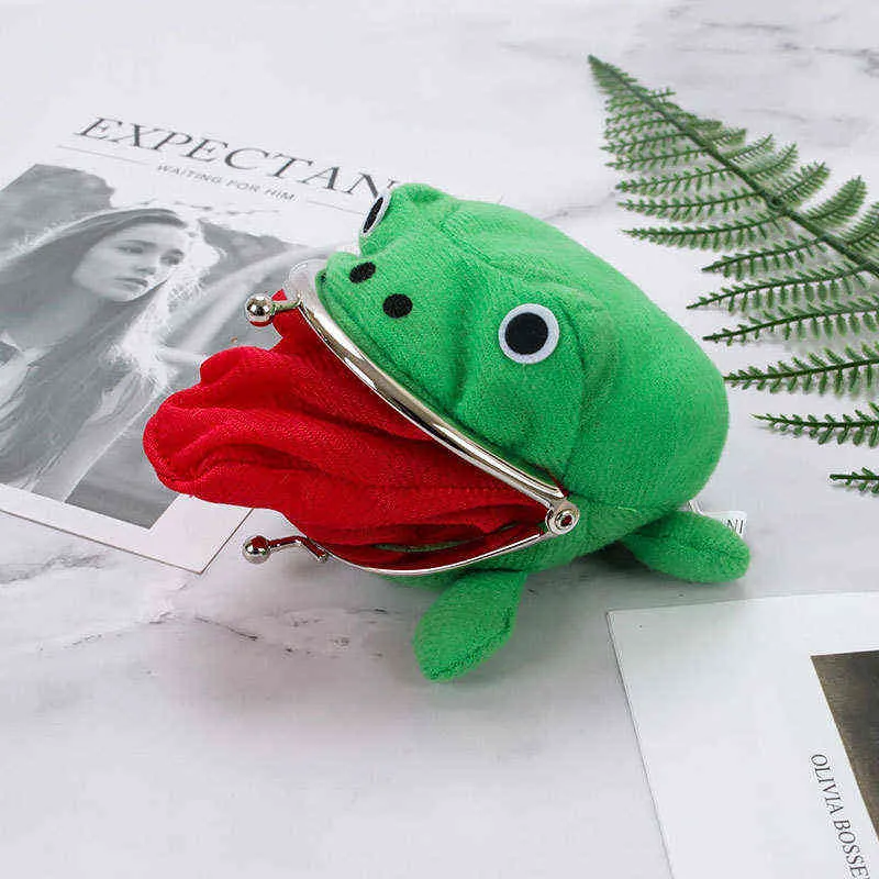 Whole Frog Coin Purse Keychain Cute Cartoon Flannel Wallet Key Coin holder Narutos Cosplay Plush Toy School Prize Gift H213E