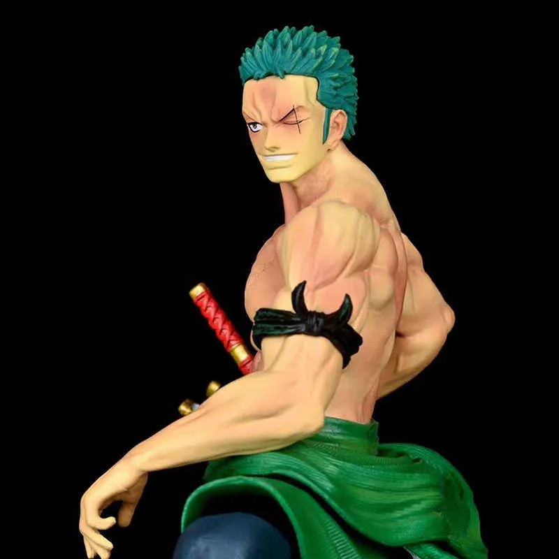 One Piece Anime Figure GK Roronoa Zoro New World Classic Battle Action Figure Hand kan förändras 37 cm G09165670422