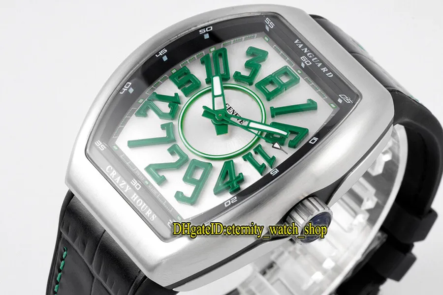 ABF Nieuwe Crazy Hour Vanguard CZ02 Automatische Mechanische 3D Art Deco Arabische Wijzerplaat V45 Herenhorloge PVD Zwart Stalen Kast Leer eternity2492