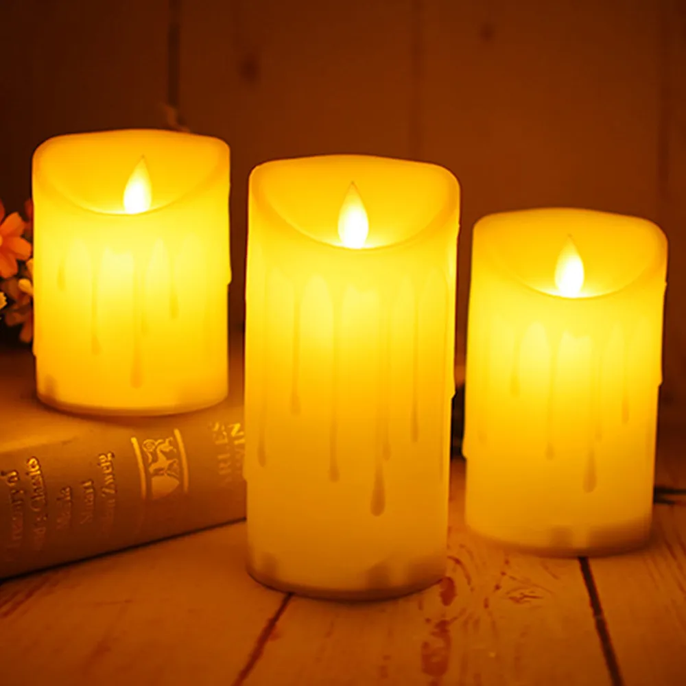 3 Stück flackernde flammenlose Säulen-LED-Kerze mit Fernbedienung, gefälschtes LED-Kerzenlicht, Osterkerze, Hochzeit, Weihnachtsdekoration, Beleuchtung 210310