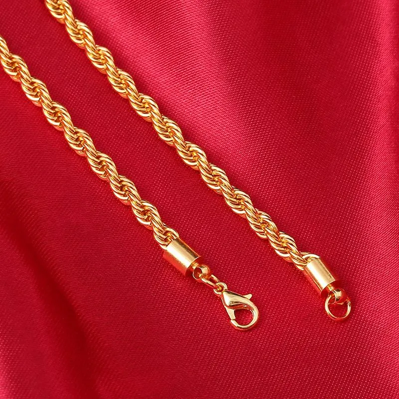 Łańcuchy 2021 W całym długich złotych kolorach Naszyjnik 4 mm 16 18 20 22 24 26 28 30 cali linowa biżuteria Accesory273g