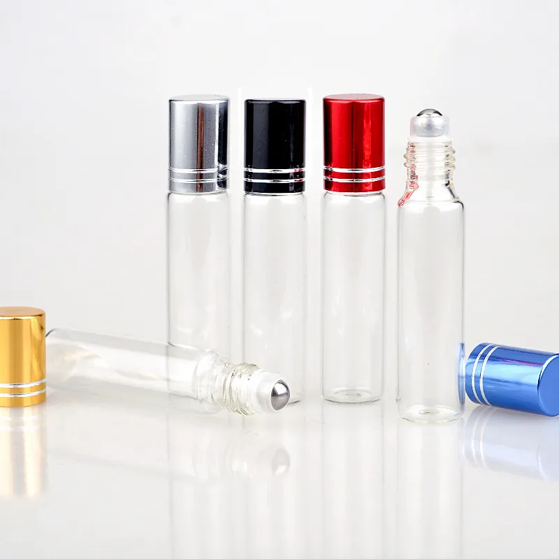 20 pz/lotto 5ml 10ml Bottiglie di Profumo di Vetro Con Roll On Olio Essenziale Cosmetico Vuoto Il Rullo A Sfera In Acciaio Da Viaggio