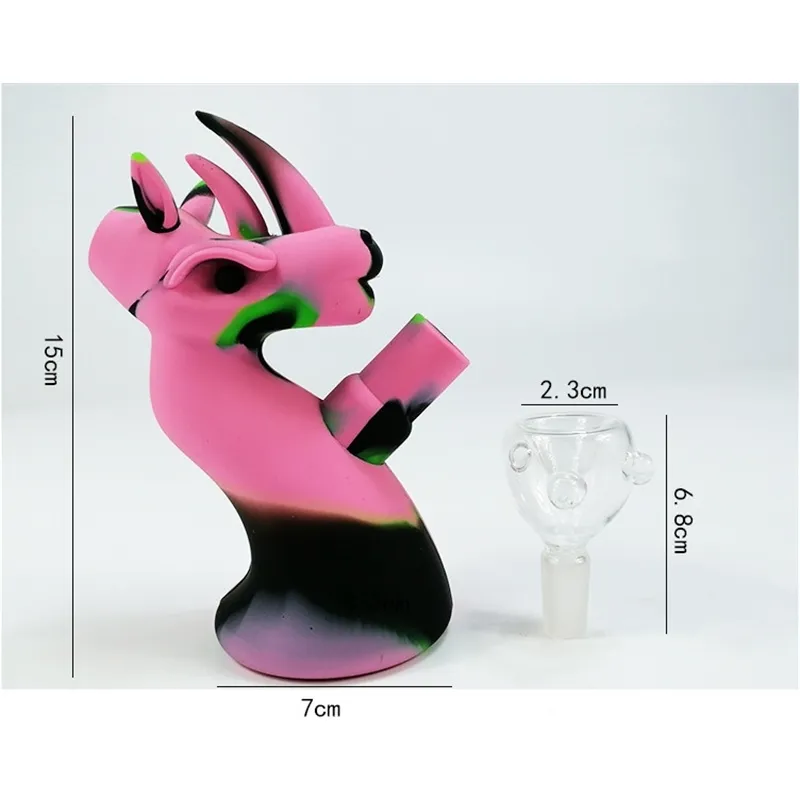 Mini Silicone Bong Smoking Water Pipe Creative Portable Rigs With Glass Bowl Oil Rig Tobacco Dry Herb
