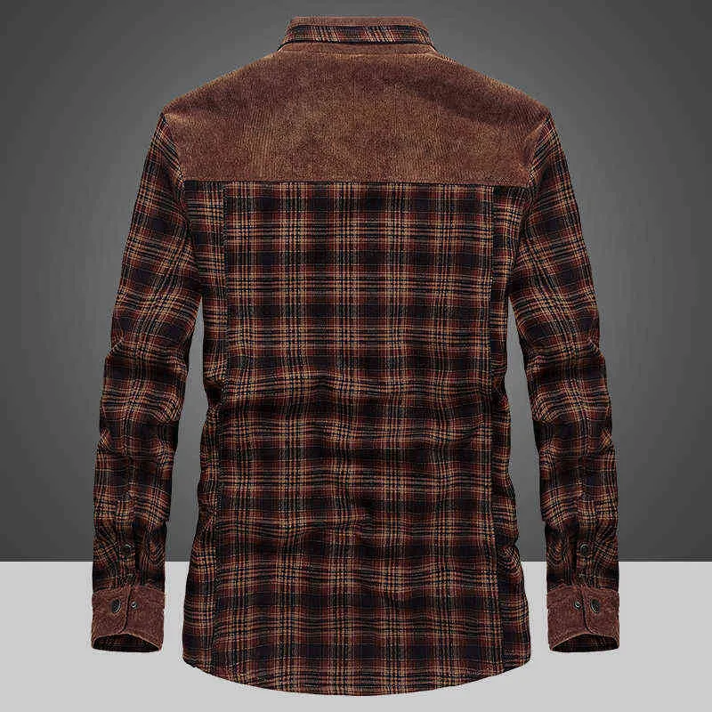 Winter Jacket Men Thicken Warm Fleece Shirts Coats 100 Cotton Plaid Flannel Military Clothes Chaquetas Hombre Size M4XL 2201187618426