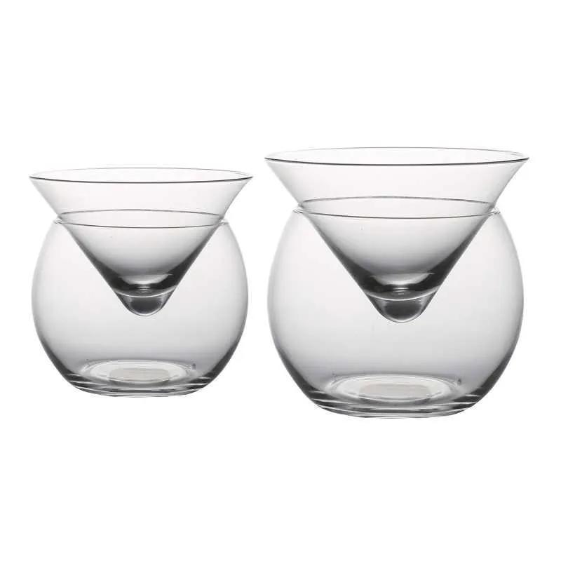 Molekular Mixology Zwischenschicht -Dreieck Cocktail Iced Crystal Wine Glass Cone Martini Globulärer Set Barkeeper Spezial Trinkbecher x262H