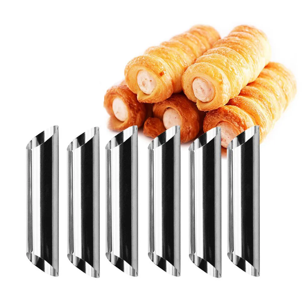 tubes de cannoli 5 pouces grand corne de crème antiadhésive en acier inoxydable moules à pâtisserie danois pour les formes de rouleau de crème de coquille de croissant Y200618