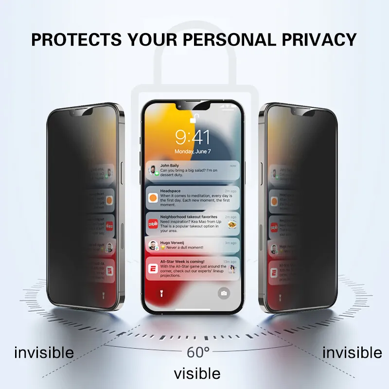 Privacy Screen Protectors iPhone 13 Pro Max protettivo Temperata in vetro Fit su I Telefono 12 11 XS XR 7 8 Plus7935716