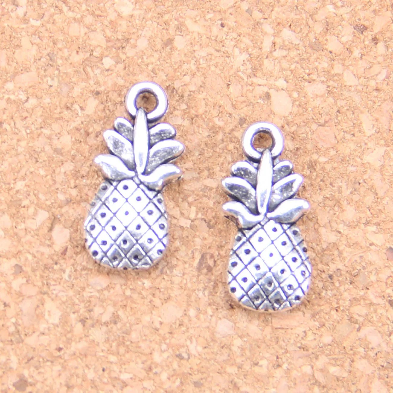 Antique Silver Plated Bronze Plated double sided pineapple Charms Pendant DIY Necklace Bracelet Bangle Findings 19 9mm2580