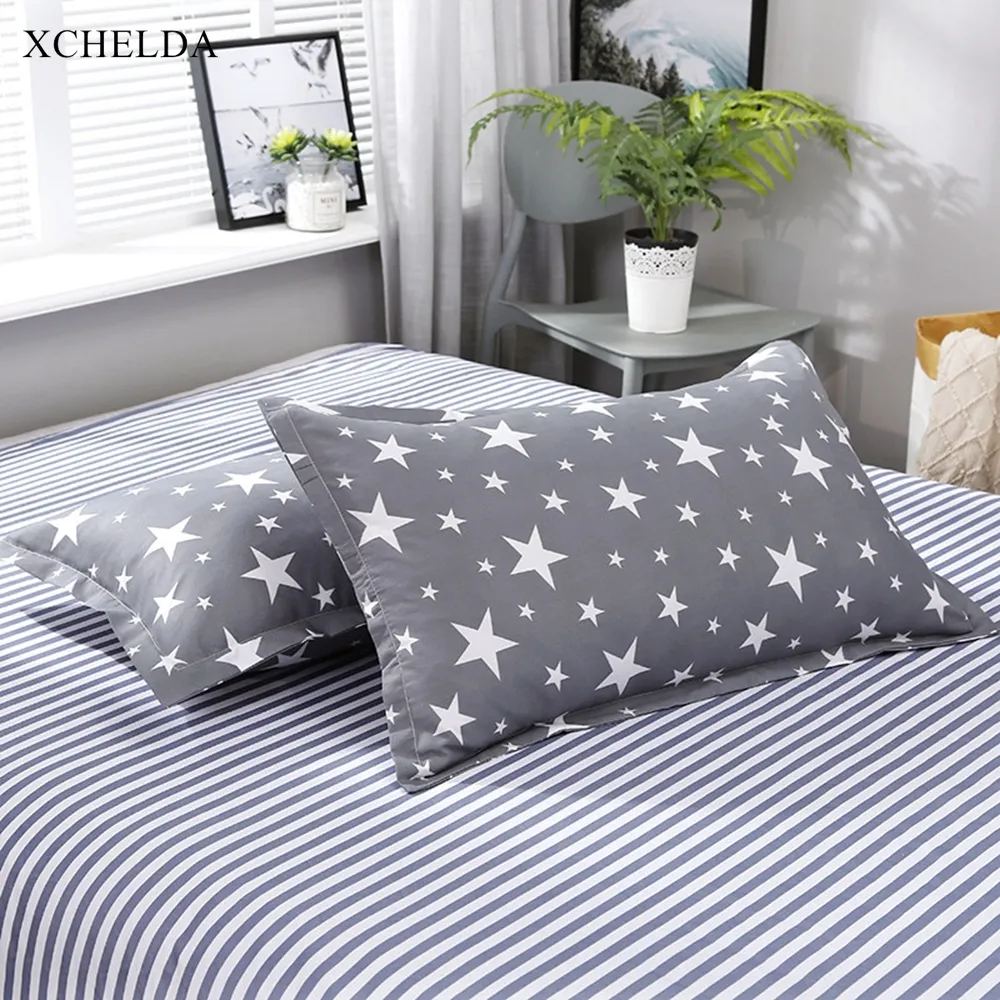 Beddengoed Set Family Double Queen King Grey Esthetic Stars Bedspread Teen Single Bed Blaad Kussensloop 4 stks Dekbedovertrek Set 210309