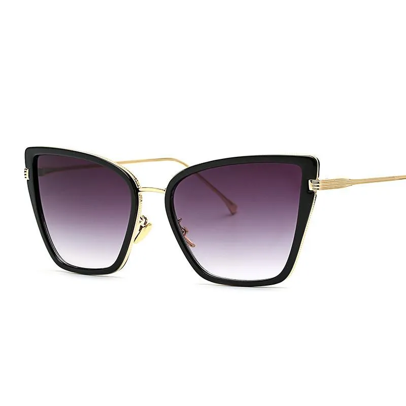 Sunglasses 2022 Brand Designer Cateye Women Vintage Metal Glasses For Mirror Retro Lunette De Soleil Femme2288