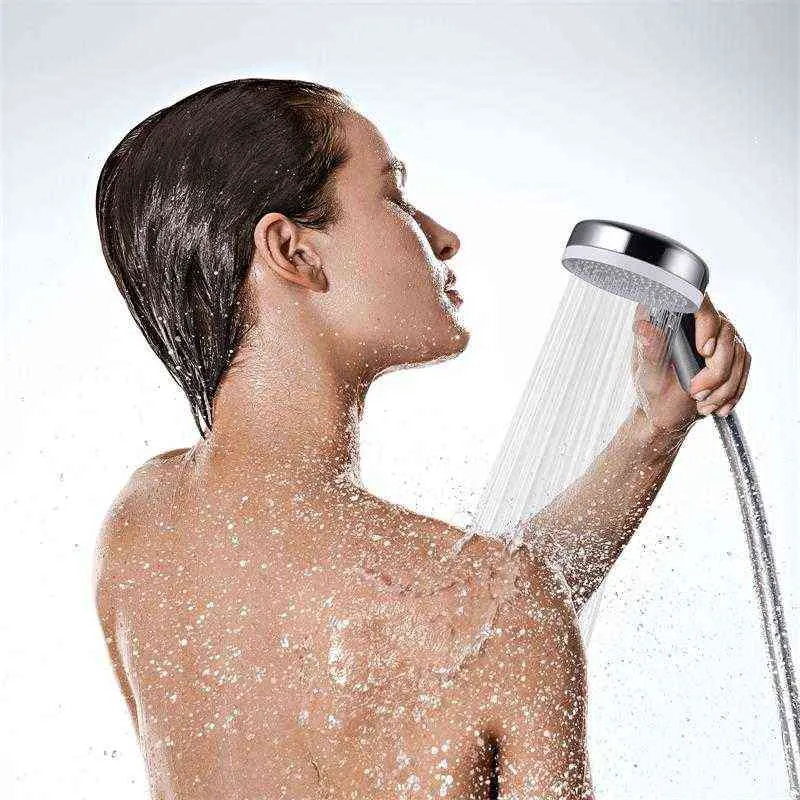 SAMODRA Handheld Shower Head High Pressure Boosting Shower Head Water Saving Adjustable 3 Spary Setting With ON/OFF Switch H1209