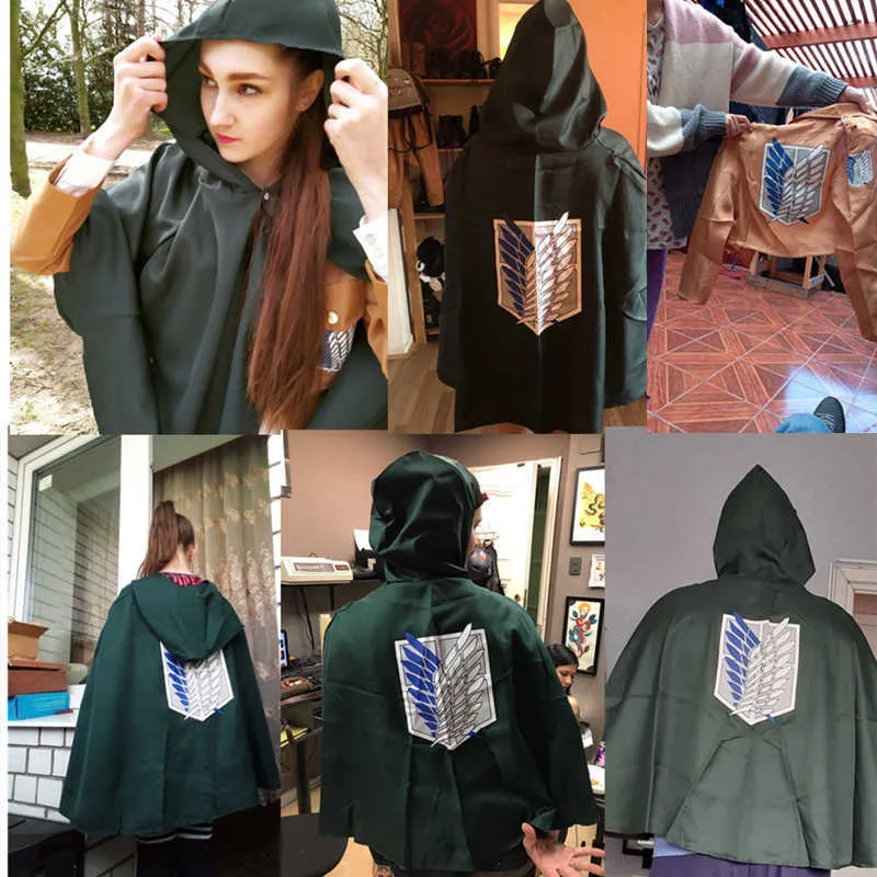 Japansk anime cosplay kostymattack på titan kappa shingeki ingen kyojin scouting capes halloween kostymer för kvinnor kläder y0827258k