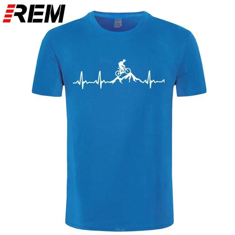 REM Mountain Bike Heartbeat Funny MTB Dirt T Shirt Plus Size Niestandardowy Krótki Rękaw Męska T-Shirt Moda Family Cotton 210707