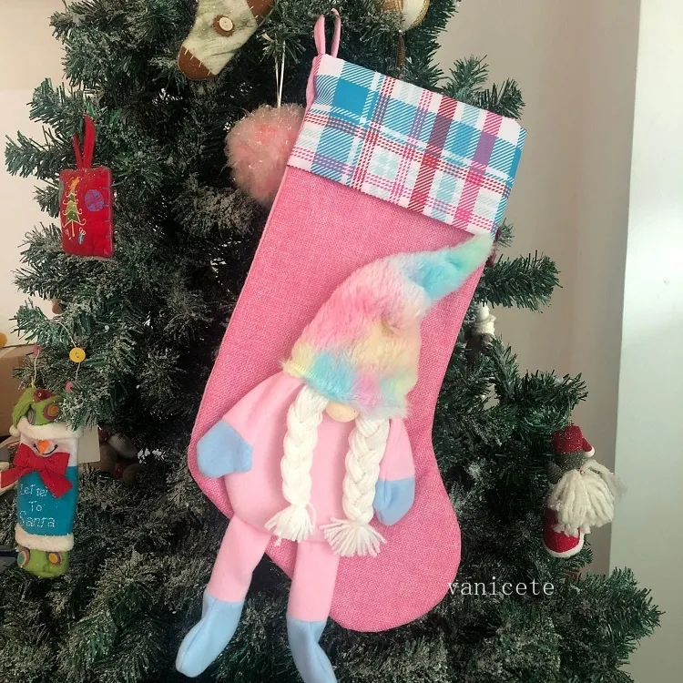 Grand sac de bonbons de bas de Noël Ornement d'arbre de Noël Pendentif Décoration Enfants Enfants Sacs d'emballage cadeau par mer T2I52552