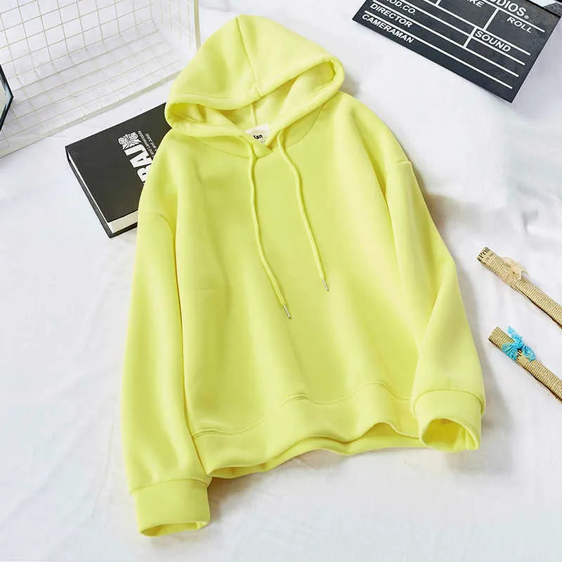 LY VAREY LIN Frauen Hoodie Sweatshirts Herbst Winter Damen Casual Oversize Pullover Flanell Solide Warme Kapuzenjacken 210526