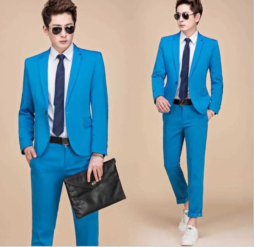 red green blue suit jacket+pants Neon blazer set multicolour suit set dj costume for singer dancer performance show bar stage X0909