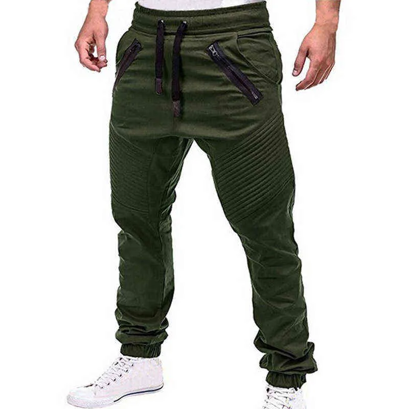Mężczyźni Casual Joggers Spodnie Solidne Cienkie Cargo Spodnie dresowe Mężczyzna Multi-Pocket Spodnie Męskie Spodnie sportowe Hip Hop Harem Ołówek Spodnie 211201
