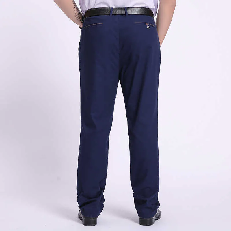 SHAN BAO Autunno Plus Size Cotone Allentato Dritto Pantaloni di Marca Business Casual Giovani Pantaloni di Cotone da Uomo Nero Blu Cachi 210531