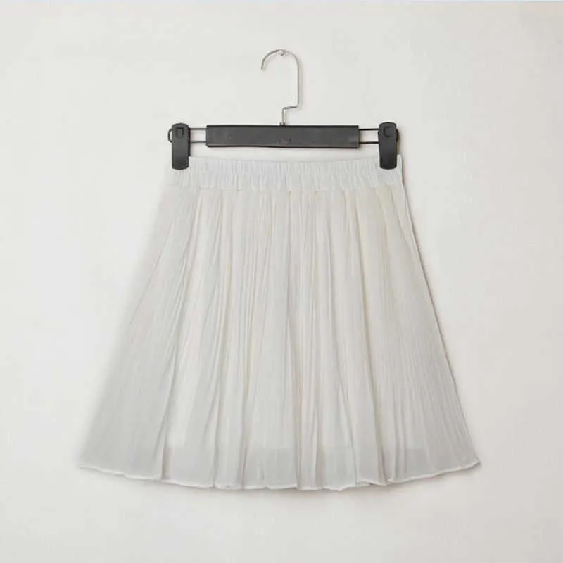 Jupe plissée en mousseline de soie courte femmes Harajuku été blanc tulle mini sexy plage taille haute dames s Faldas C6060 210629