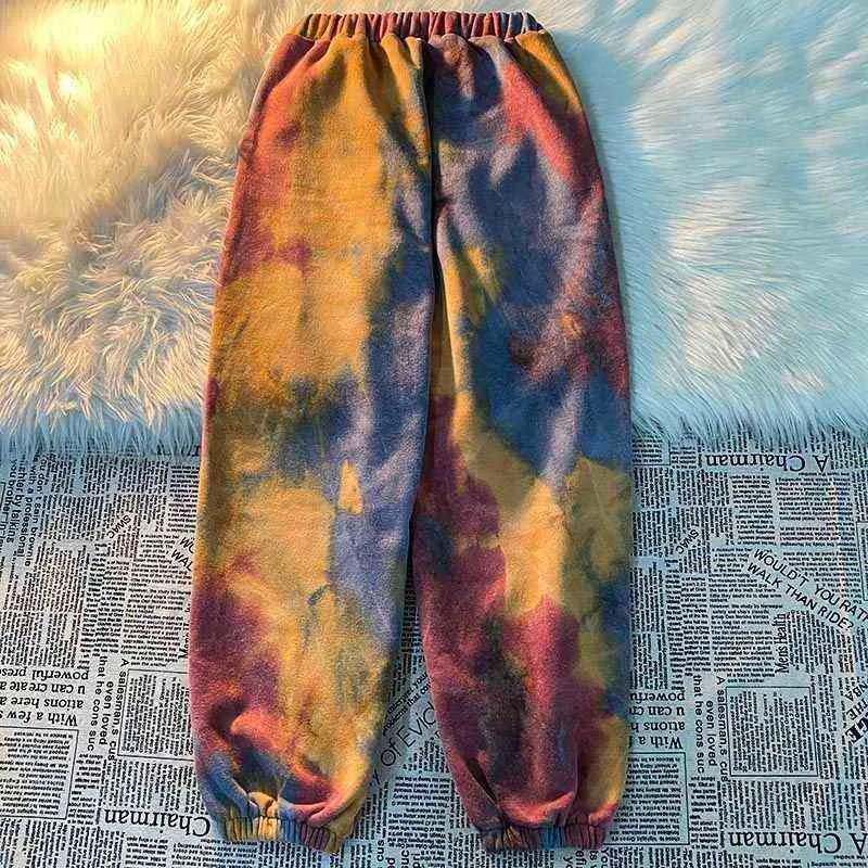 Tie Dye Donna Pantaloni a vita alta Pantaloni lunghi della tuta Moda femminile Jogger Pantaloni Autunno Inverno Ladies Girls Harem Streetwear 211124