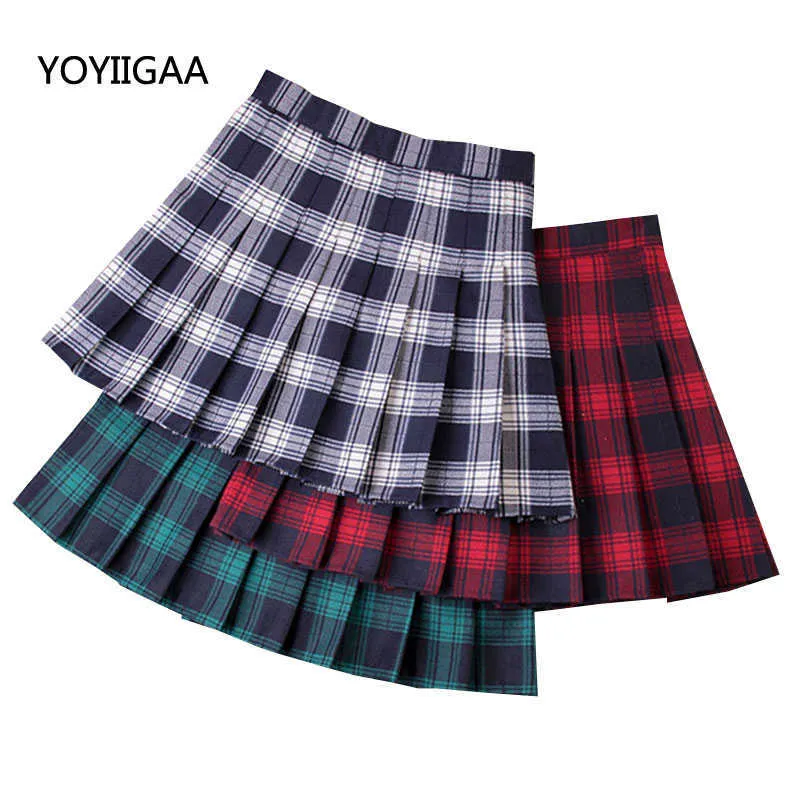 Summer Women Plaid Skirt High Waist Chic Female Pleated Skirts Fashion Harajuku Ladies Mini Skirts Casual Cute Woman Short Skirt Y0824