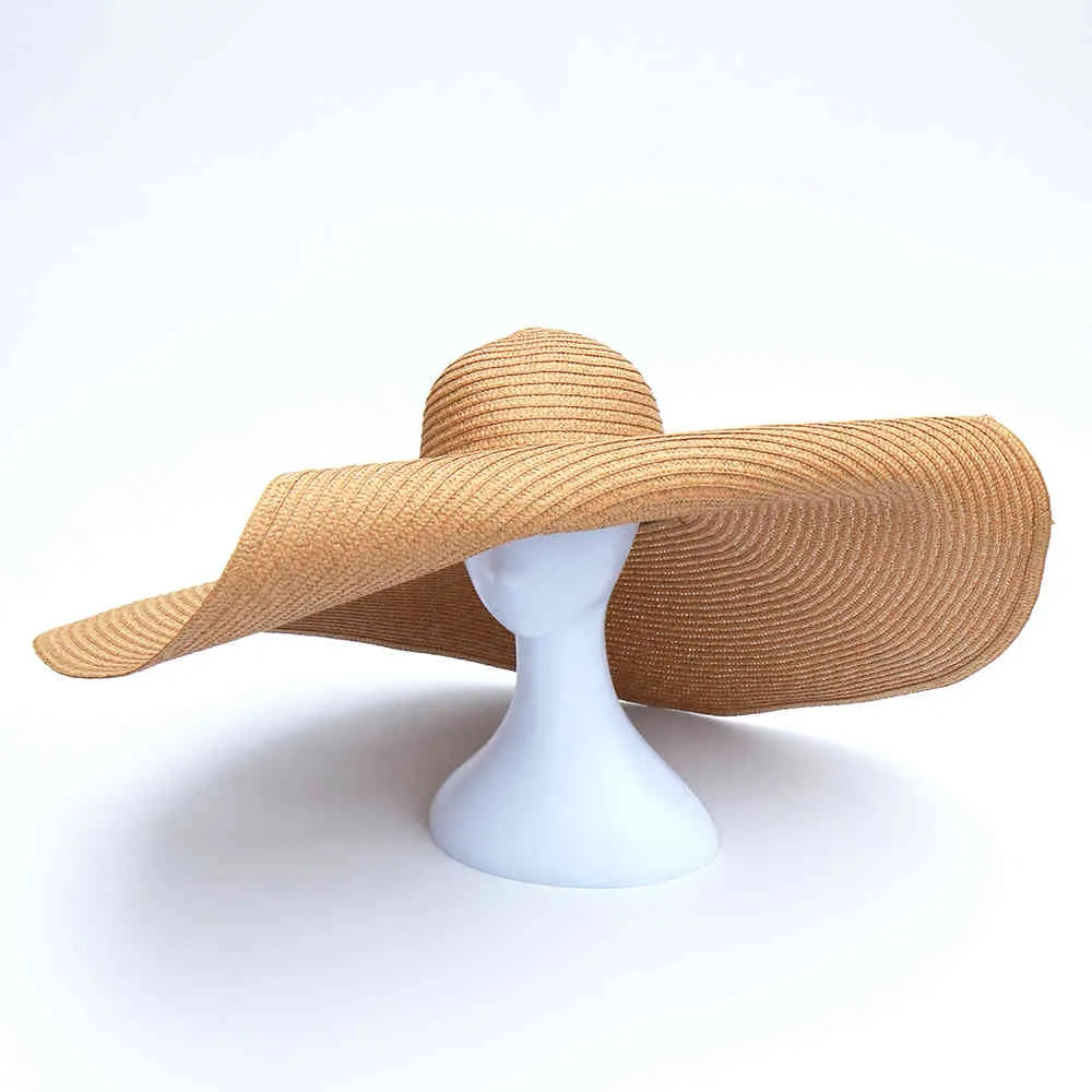 fällbara kvinnor överdimensionerad hatt 70 cm diameter stor grim sommarsol strandhattar hel272p