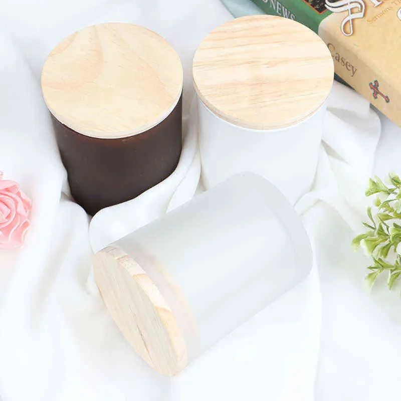 Candle Cup Environmentally Soybean Candle Glass Bottle with Wooden Lid Scented Candlesbirthday Candle Jars Decoracion H1120