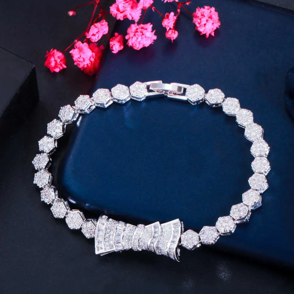 Pera festa de casamento nupcial CZ cristal lindo multicamadas gargantilha colar brinco pulseira anel conjunto de jóias para as mulheres J408 H1022