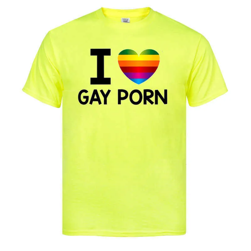 Estate da uomo I LOVE GAY PORN T-shirt da uomo O-Collo Moda stampata Hip-Hop Tee Camisetas Abbigliamento Casual Top 210629