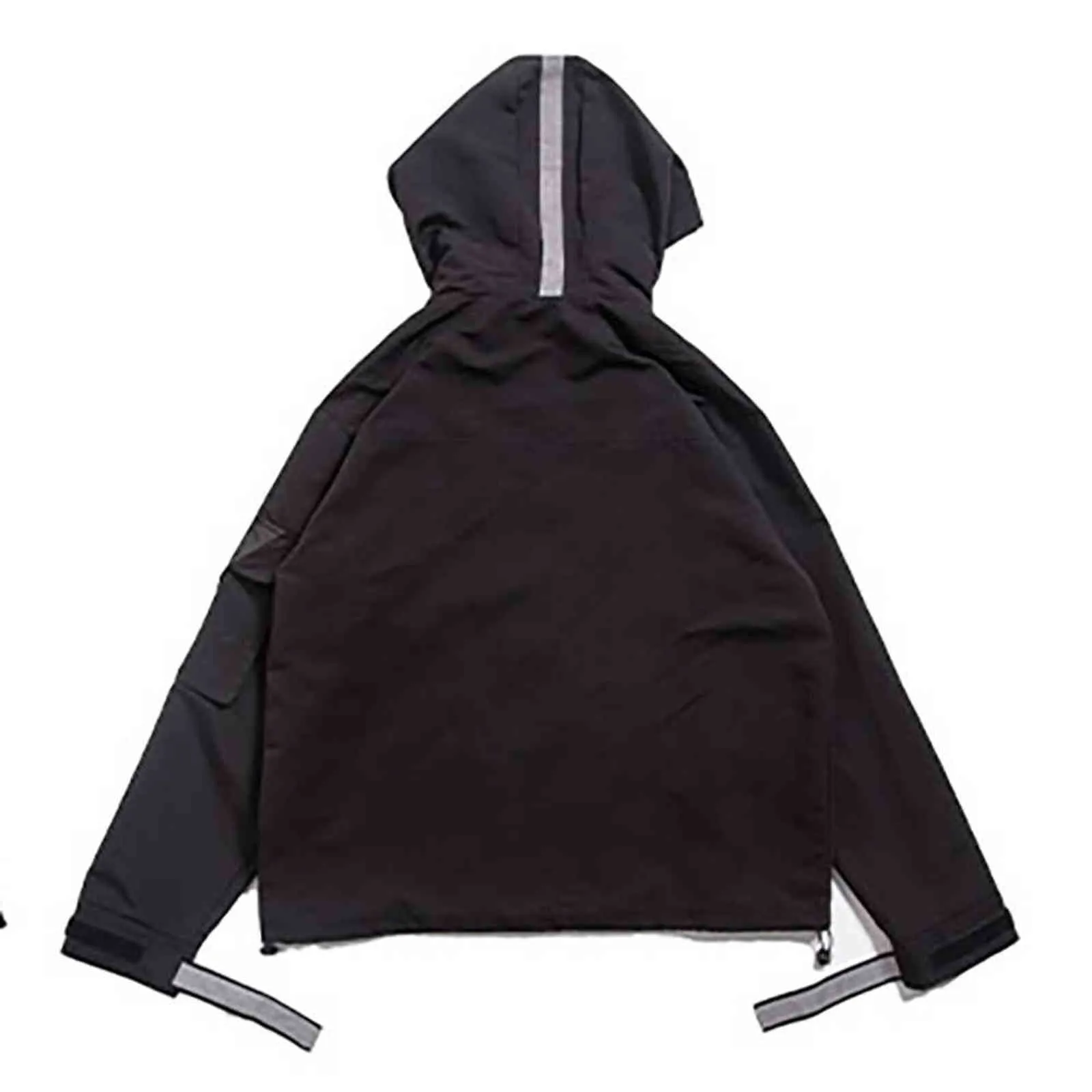 Printemps Streetwear Mode Techwear Noir À La Mode À Capuche Hommes Zip Up Veste Manteau 211126