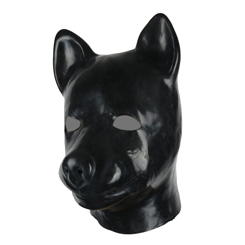 ！ジッパーの子犬の奴隷の犬の固体鼻BDSMフードと3D金型ラテックスのゴムフェチの動物のマスク