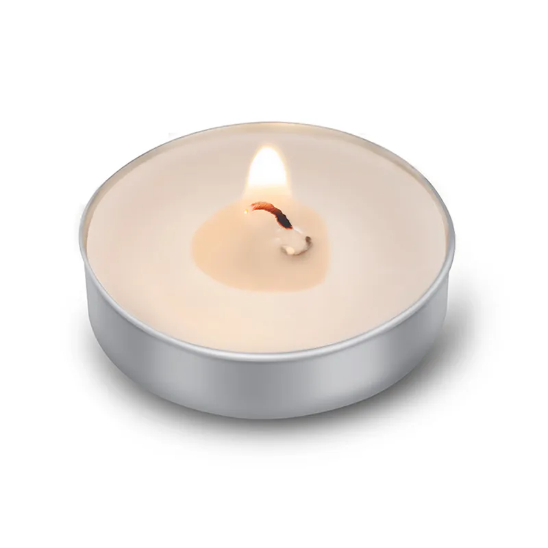 Candele tea light, Viaggio bianco non profumato, Centrotavola, Candela nuziale decorativa, Durata di combustione di 4 ore, Cera pressata, Confezione sfusa da 50 Y200531