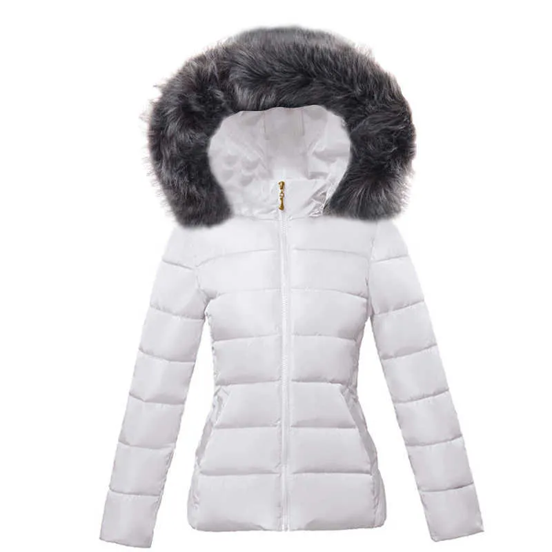 Grande pele europeia moda branco feminino jaqueta plus tamanho 6xl mulher parkas feminino casaco quente inverno casaco mulheres outerwear 210914