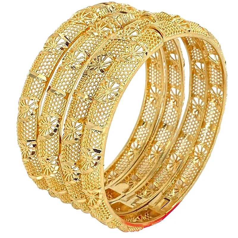 Bangle 24k Dubai Bangles for Women Etiopian Africa Fashion Gold Kolor Saudyjska Arabia Bride Bransoletka Biżuteria Prezenty 295i