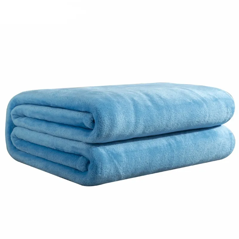 Couverture en flanelle de couleur unie Petites couvertures d'été climatisées Couverture de sieste de bureau Une seule couche de velours double face Quatre saisons