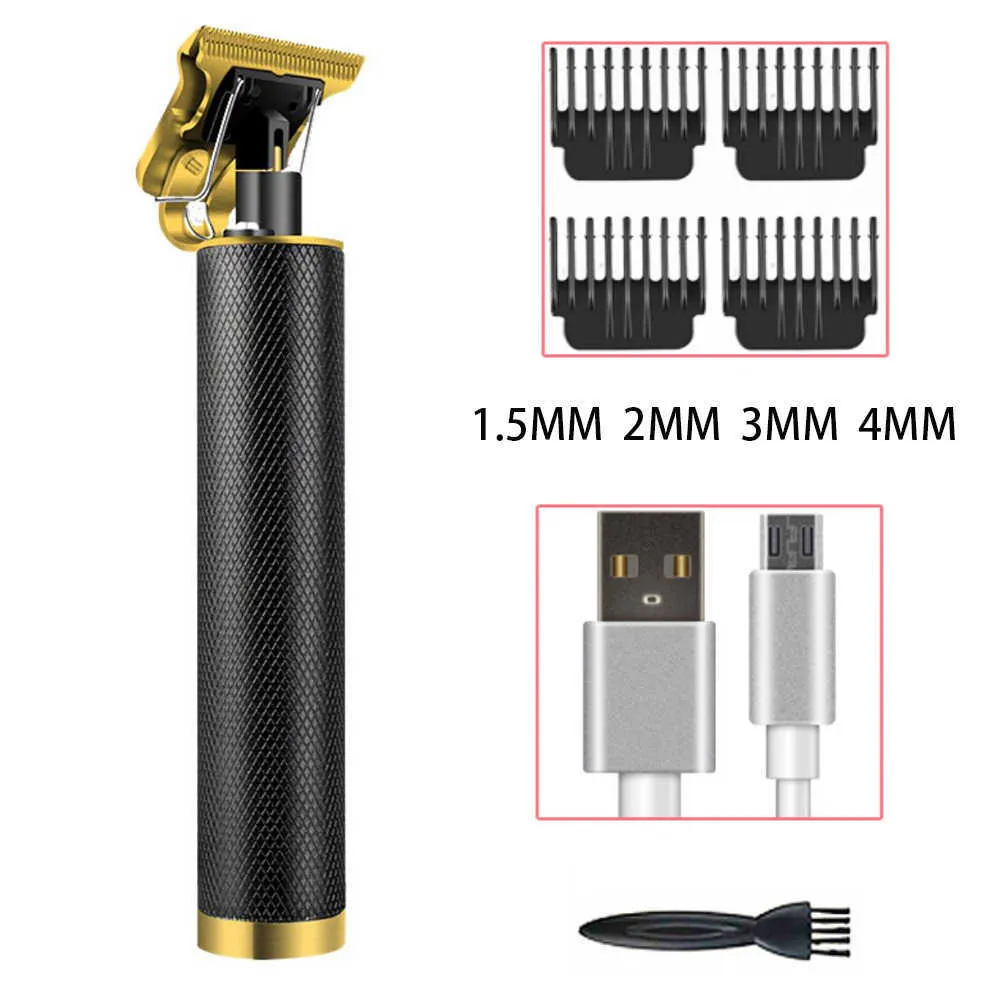 USB Electric Clipper Cordless Tıraş Alımcısı Erkekler Berber Kesme Makinesi T-Outliner Altın Siyah T9 2201068575635