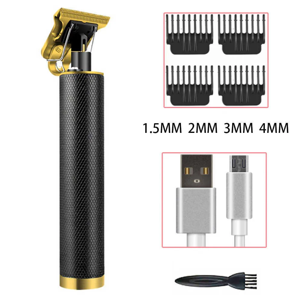 USB-Haarschneider, elektrischer Haarschneider, kabelloser Rasierer, Trimmer für Männer, Friseur-Schneidemaschine, T-Outliner, Gold, Schwarz, T9 220106