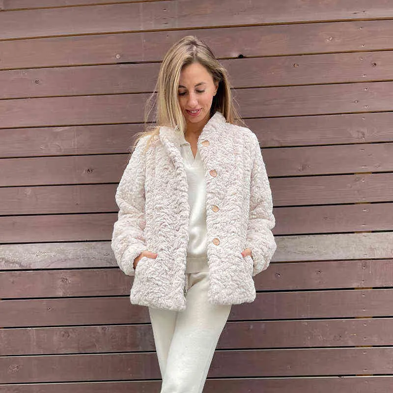 Sweet Pink Faux Fur Coat Women Winter Vintage Stand Collar Fluffy Faux Rabbit Fur Jacket Thick Warm Fur Coats Plus Size 3XL 211110