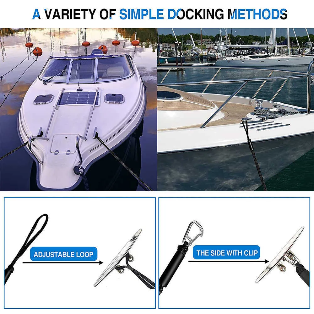 Bungee Dock Line Boat Bungee Cord Shock Absorbing Mooring Ropes Boat Anchor Line Dock Rope PWC 4-5.5ft Stretchable