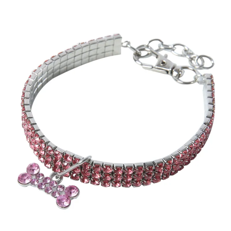 Collare cani in cristallo Cucciolo di diamante Decorazione animali domestici Collari in lega di strass accessori forniture cani di piccola taglia S/M/L