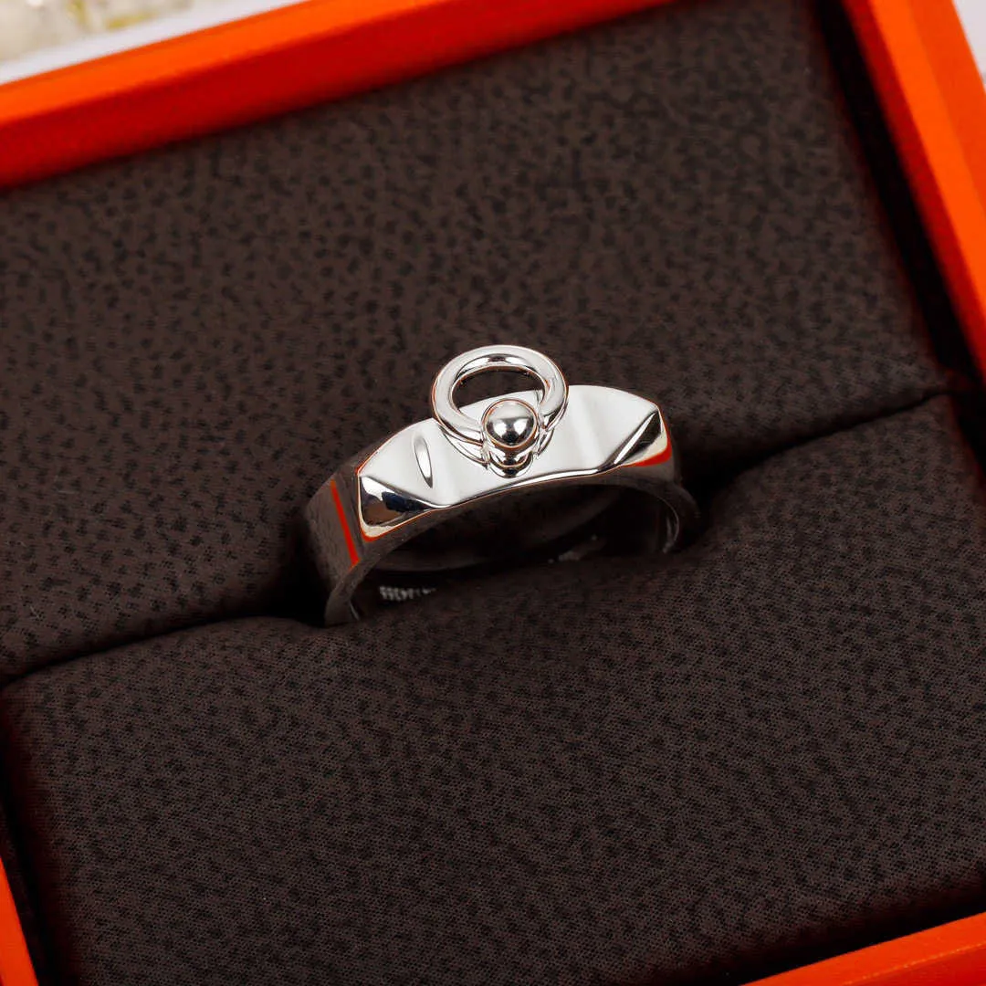 Joyas de plata esterlina Pure 925 para mujeres anillos de bloqueo de la marca de lujo Joya de boda de joyas de boda anillo de aro luxury183q