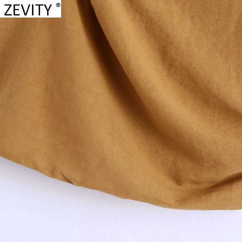 Zevity Women шикарные складки дизайн сплошной строчки Camis Tank Ladies Summer Spaghetti ремешок короткие жилеты без обратного урожая LS9271 210603