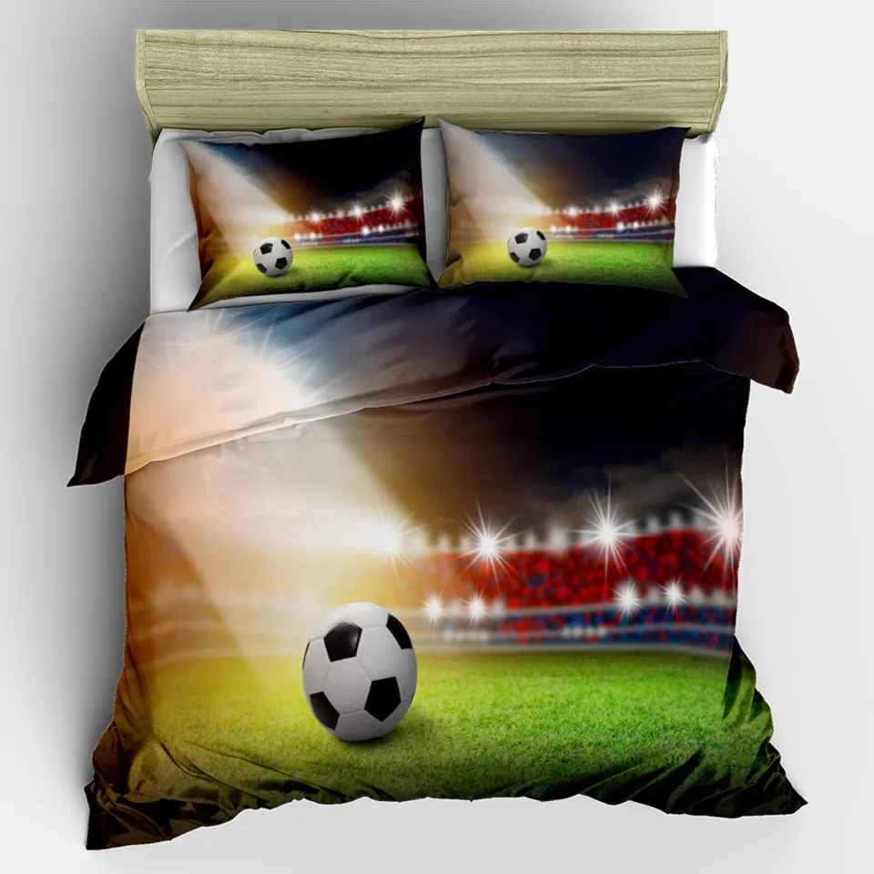 3D cama linho cama de futebol cobre conjuntos de cama único conjunto de duveta conjunto de futebol esportes meninos homem americano sem lençóis ropa cama 210316