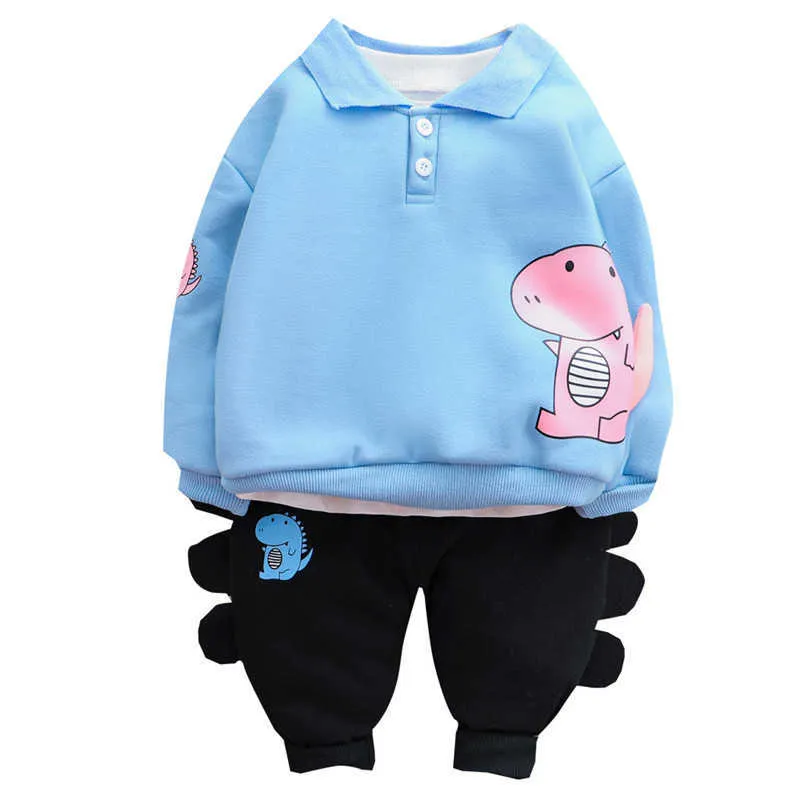 0-4 jaar hoge kwaliteit jongen kleding set herfst winter mode cartoon dikker kinderen kinderen peuter baby 210615